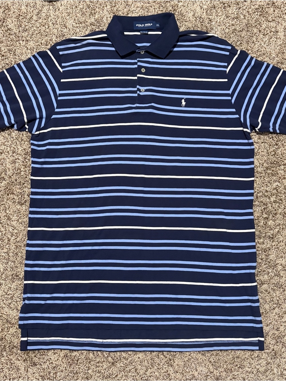 Polo by Ralph Lauren Navy, Light Blue & White Striped Polo